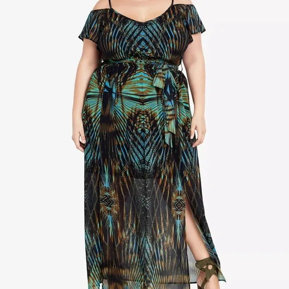 🐢 City Chic Size XL Super Palm Maxi Dress XL Great Condition- Like New