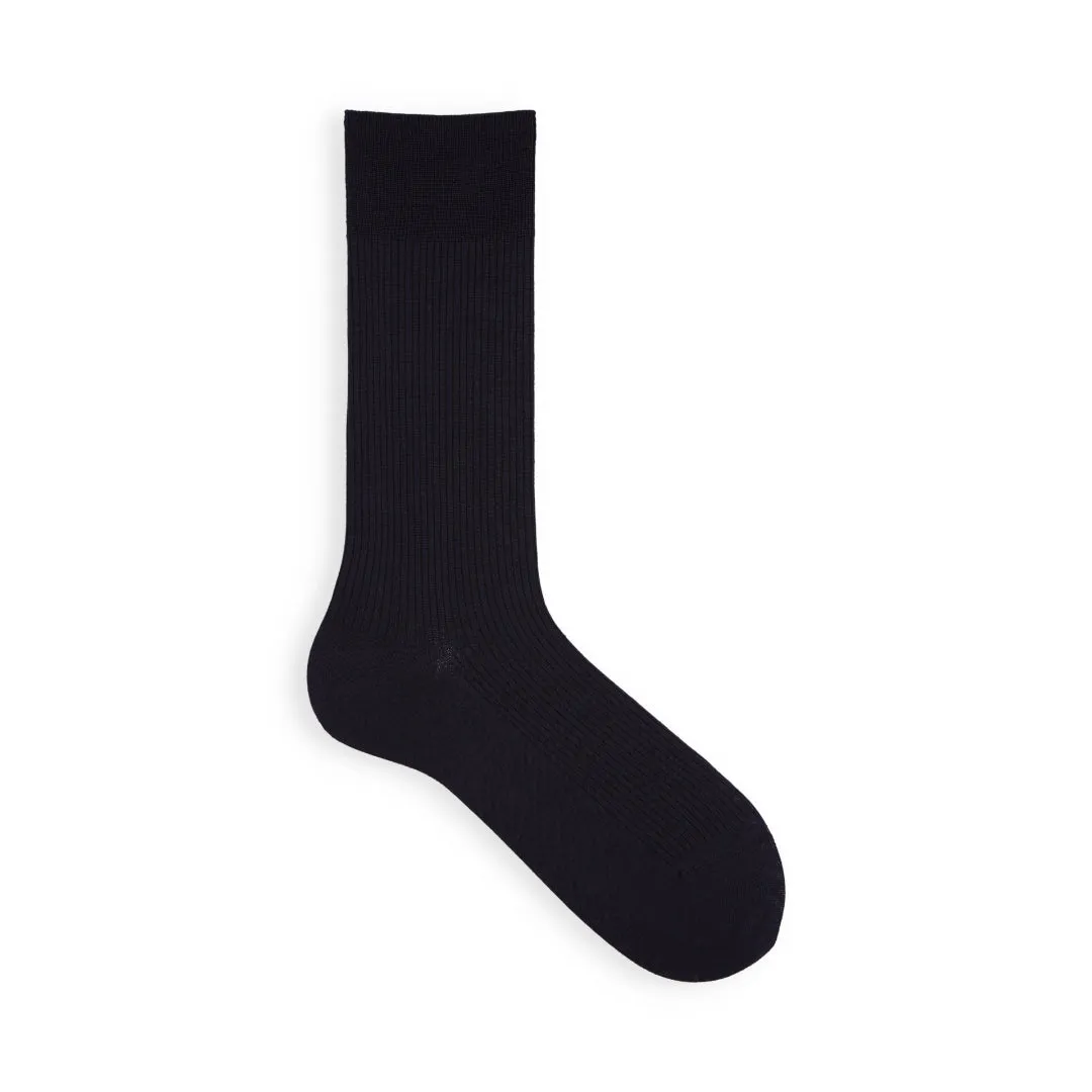022140070 Silk Fine Ribbed Mid-Calf Socks