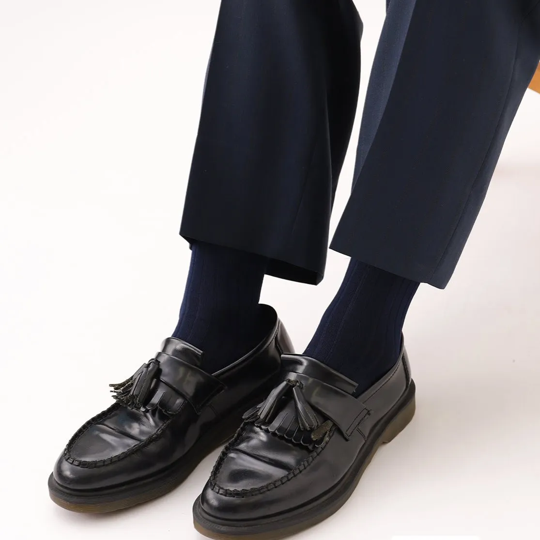 022140070 Silk Fine Ribbed Mid-Calf Socks