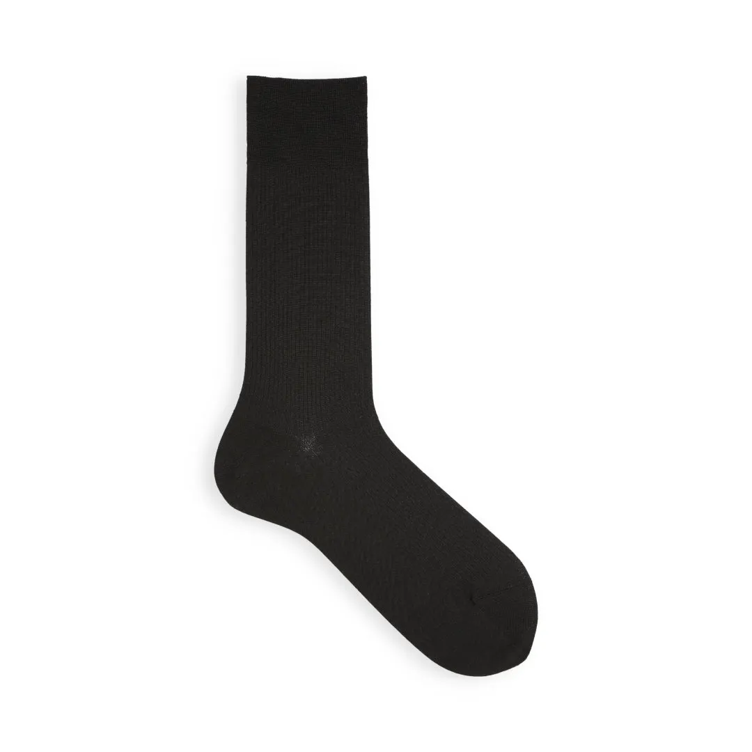 022140070 Silk Fine Ribbed Mid-Calf Socks