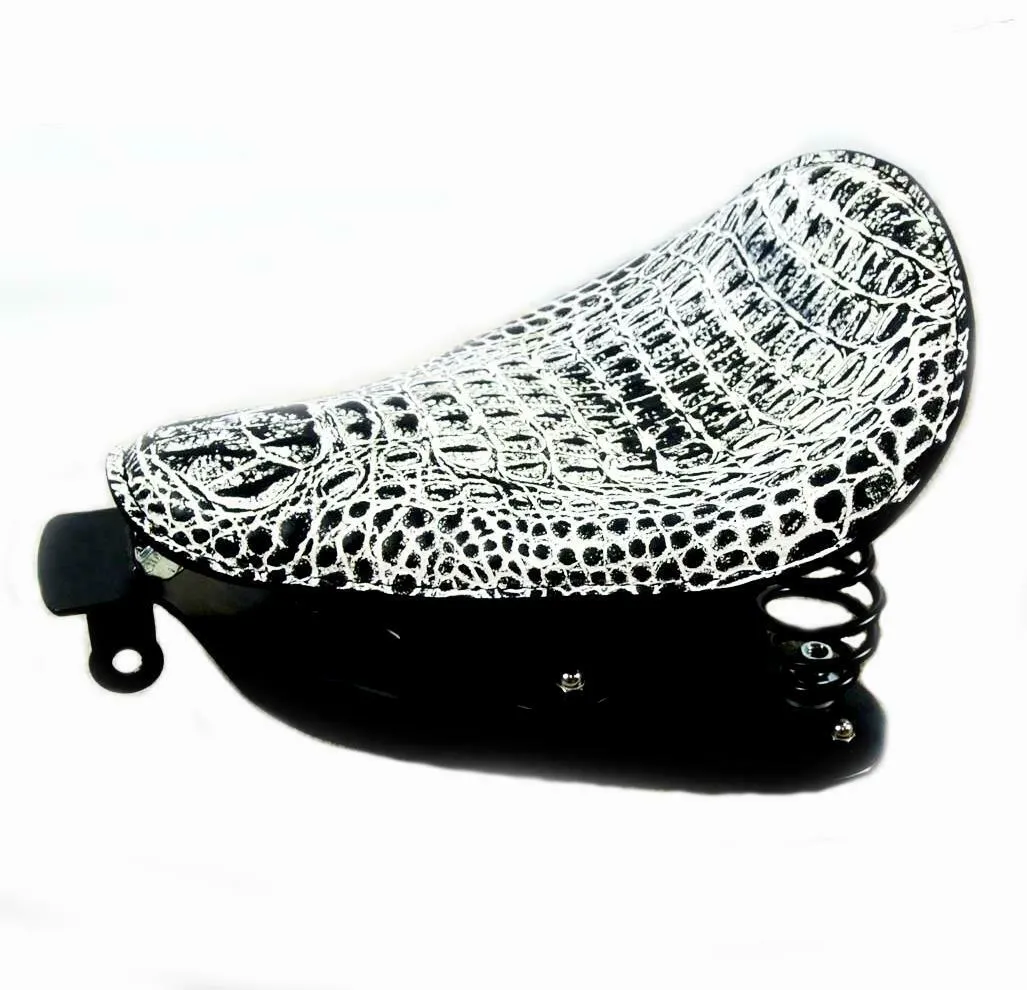 07-09 Sportster Harley Nightster Spring Seat Pad Kit Black & White Alligator bcs