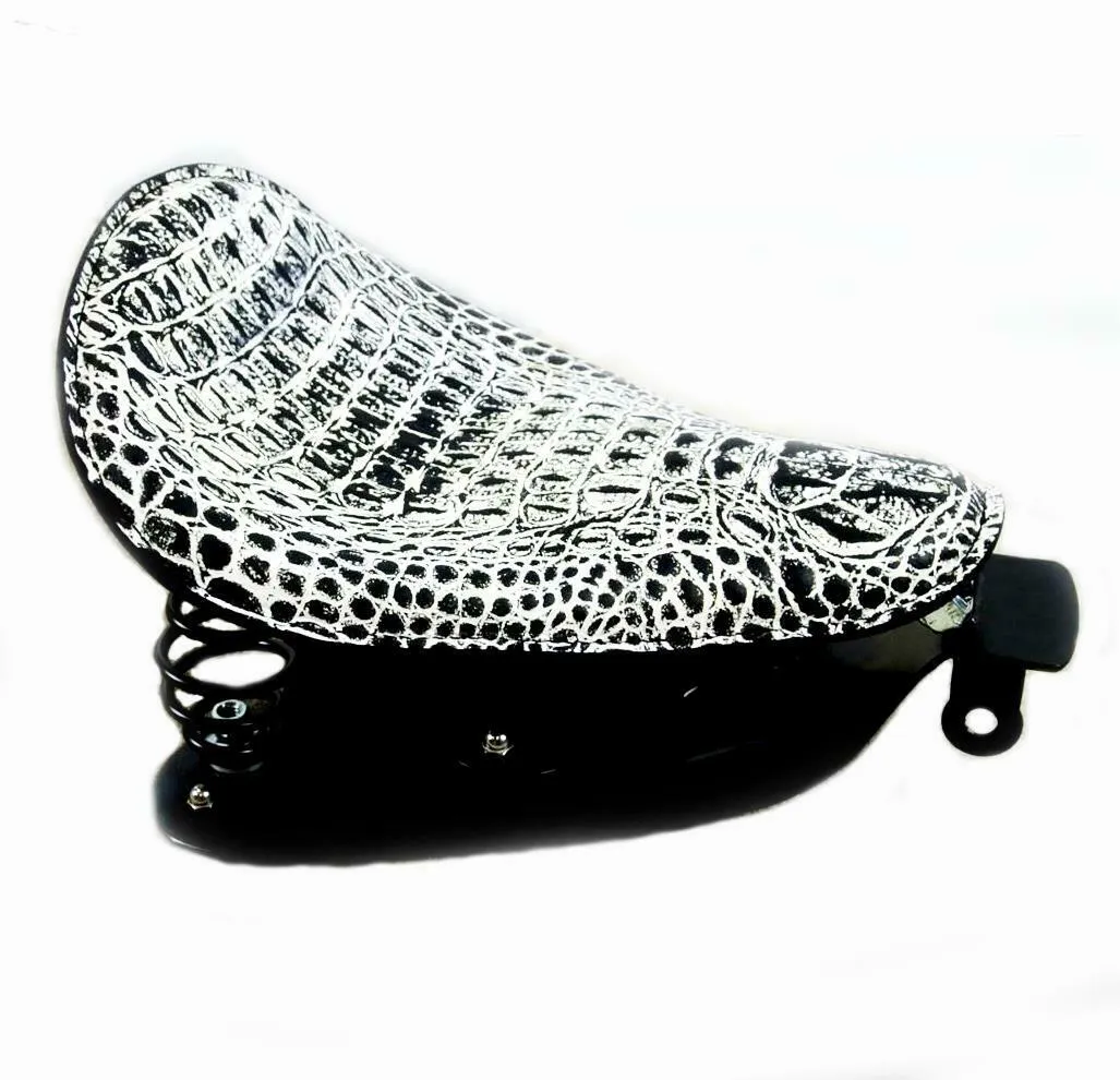 07-09 Sportster Harley Nightster Spring Seat Pad Kit Black & White Alligator bcs