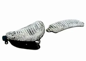 07-09 Sportster Harley Nightster Spring Seat Pad Kit Black & White Alligator bcs