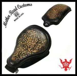 07-09 Sportster Harley Spring Seat Pad Mounting Kit Nat Brown Black Oak Leaf bc