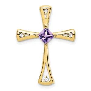 10k Amethyst and Diamond Cross Pendant