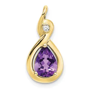 10k Pear Amethyst and Diamond Pendant