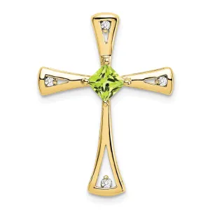 10k Peridot and Diamond Cross Pendant
