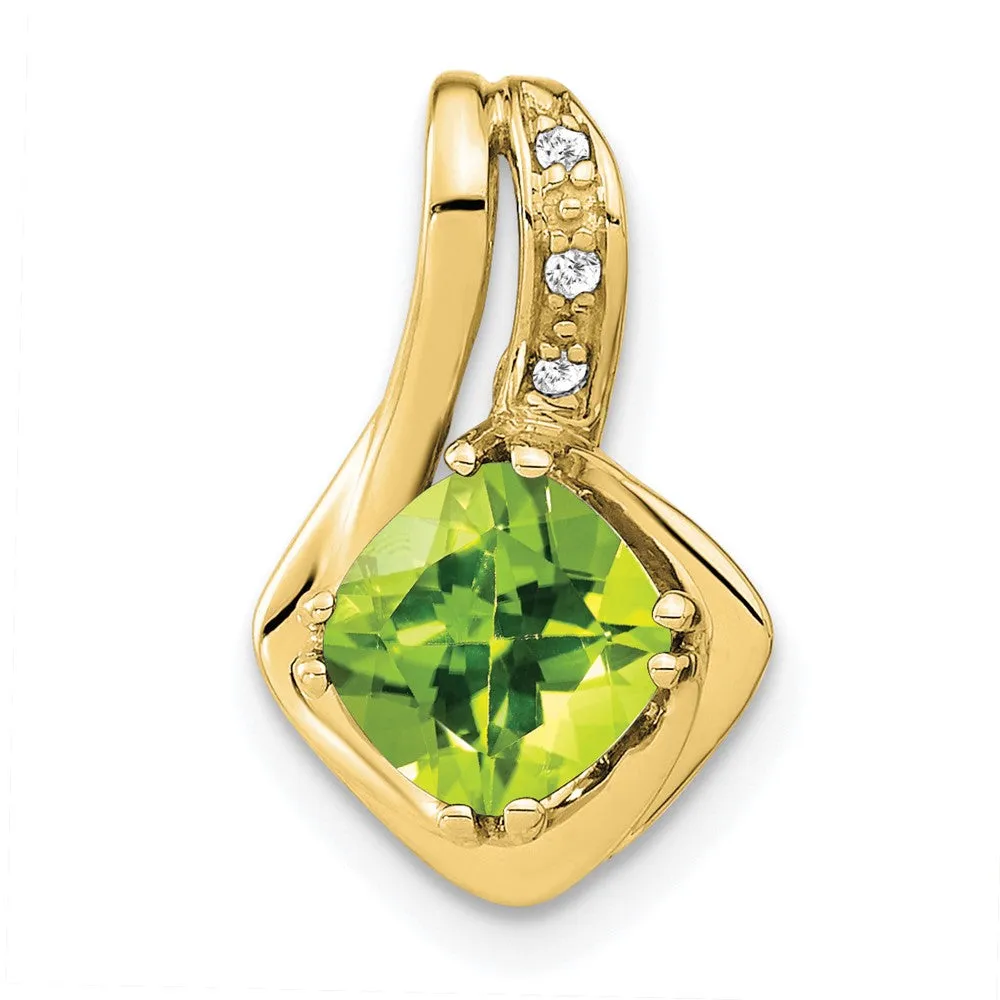 10k Peridot and Diamond Pendant