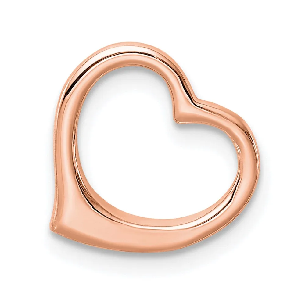 10K Rose Gold Polished Heart Chain Slide