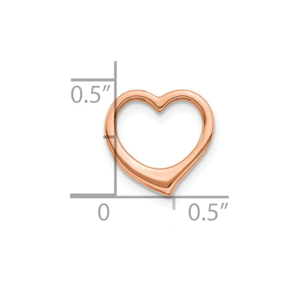 10K Rose Gold Polished Heart Chain Slide