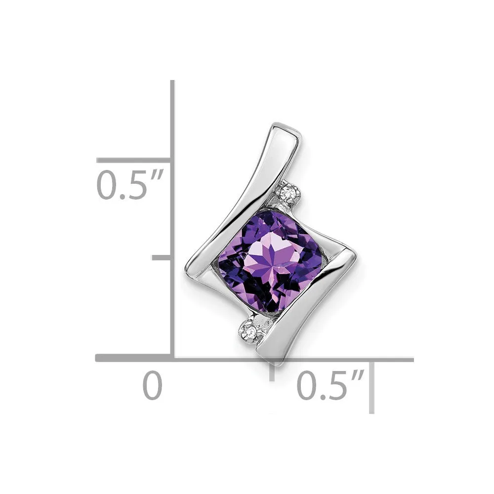 10k White Gold Amethyst and Diamond Pendant