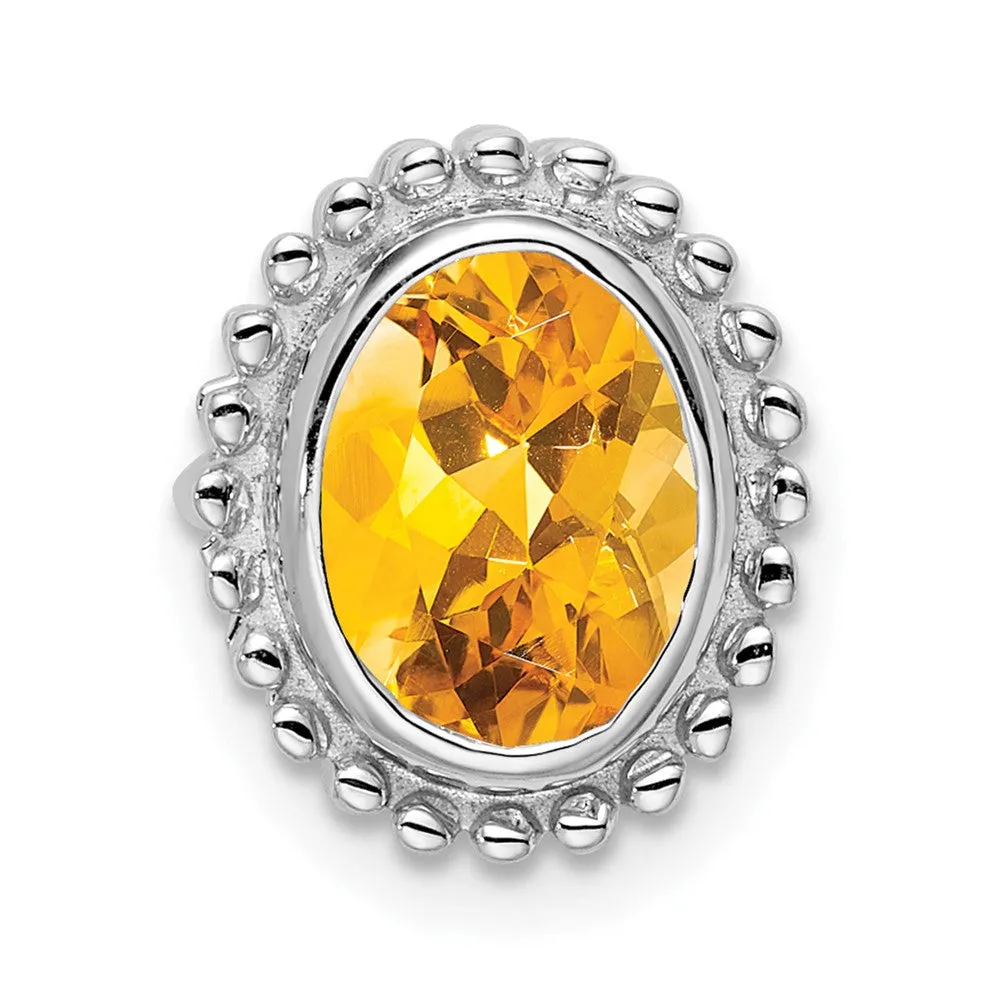 10k White Gold Oval Citrine Chain Slide