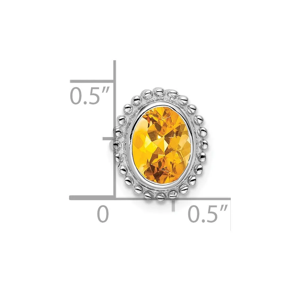 10k White Gold Oval Citrine Chain Slide