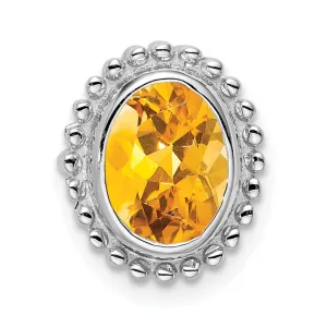 10k White Gold Oval Citrine Chain Slide