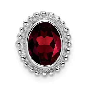 10k White Gold Oval Garnet Chain Slide