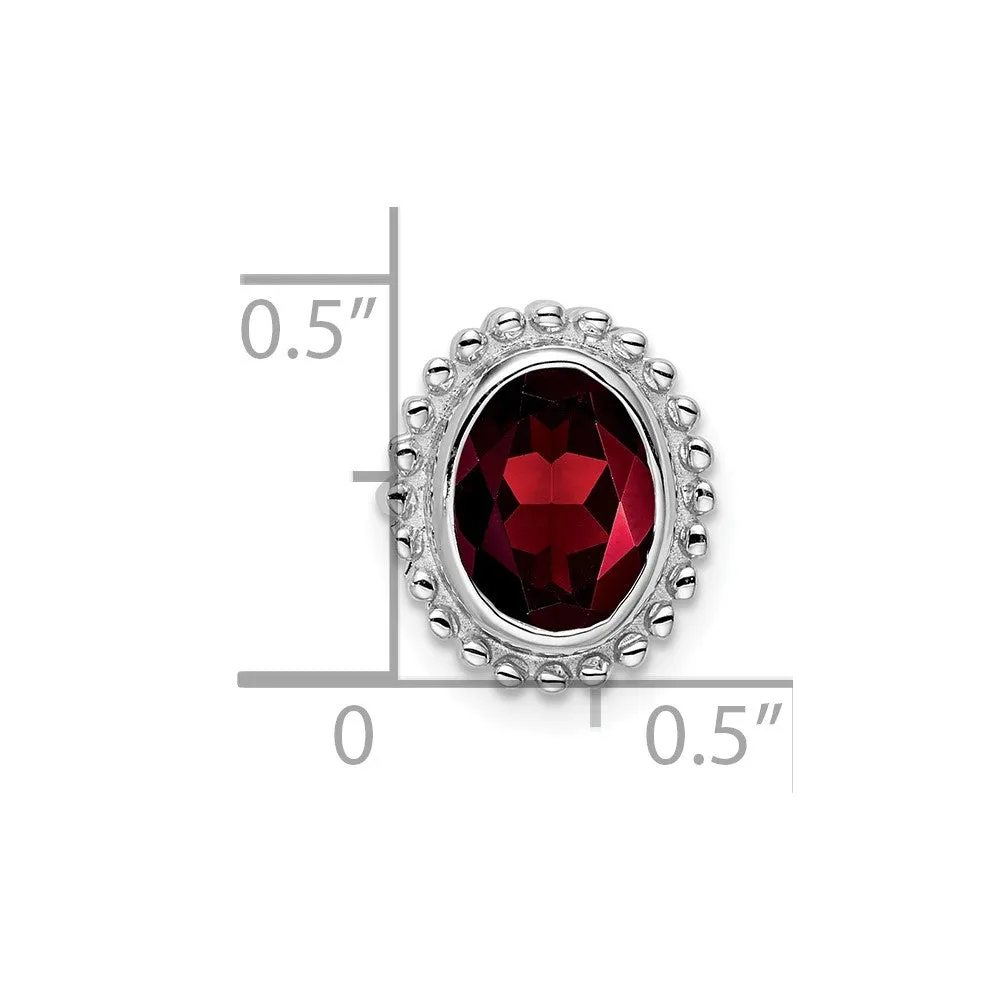 10k White Gold Oval Garnet Chain Slide