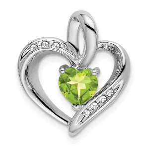 10k White Gold Peridot and Diamond Heart Pendant
