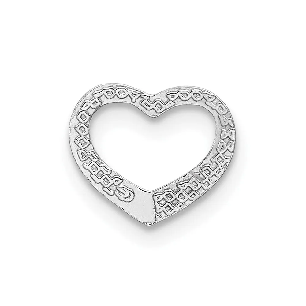 10K White Gold Polished Mini Floating Heart Slide