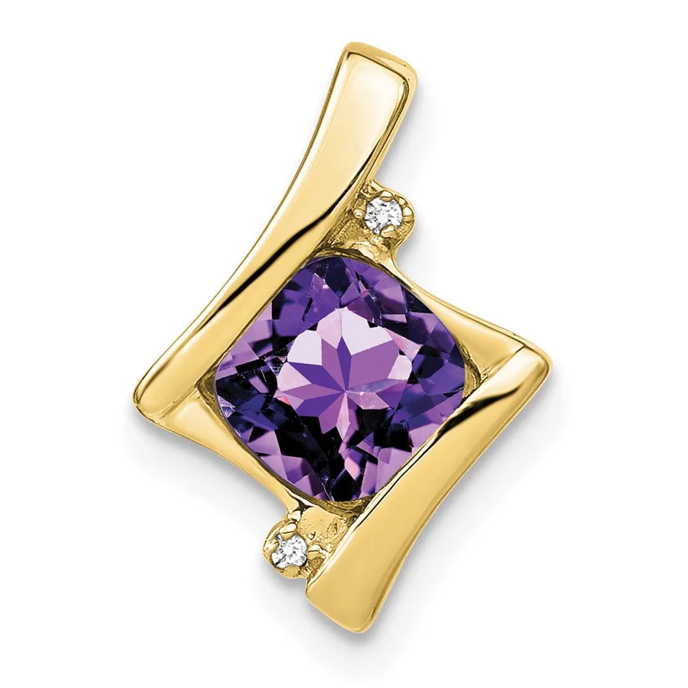 10k Yellow Gold Amethyst and Diamond Pendant