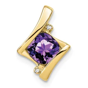 10k Yellow Gold Amethyst and Diamond Pendant
