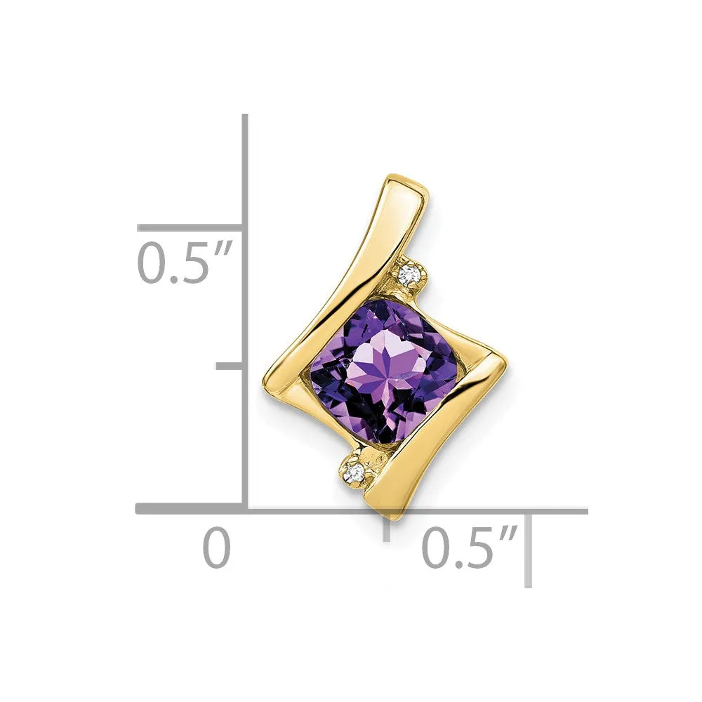 10k Yellow Gold Amethyst and Diamond Pendant