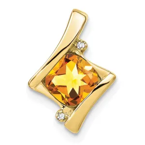 10k Yellow Gold Citrine and Diamond Pendant