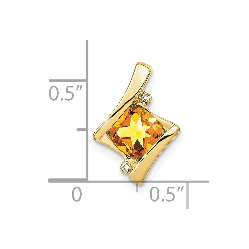 10k Yellow Gold Citrine and Diamond Pendant
