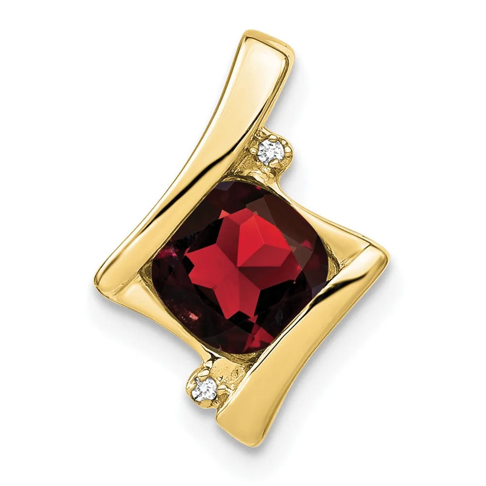 10k Yellow Gold Garnet and Diamond Pendant