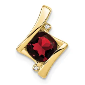 10k Yellow Gold Garnet and Diamond Pendant