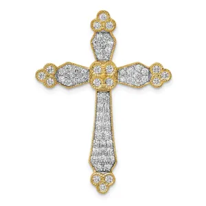 14k 3/4ct. Diamond Budded Cross Chain Slide