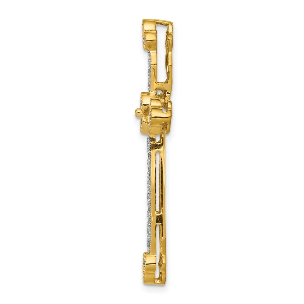 14k 3/4ct. Diamond Budded Cross Chain Slide