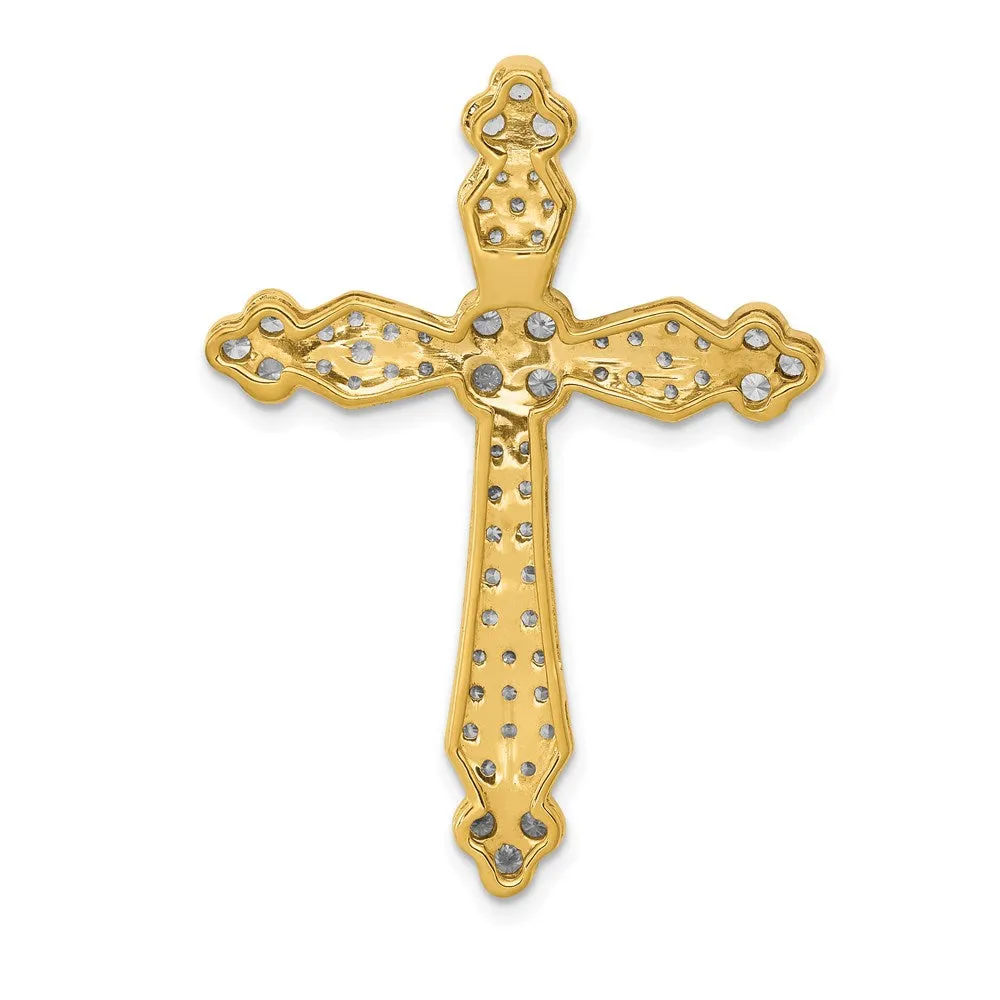 14k 3/4ct. Diamond Budded Cross Chain Slide