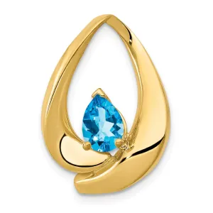 14k 7x5mm Pear Blue Topaz Slide