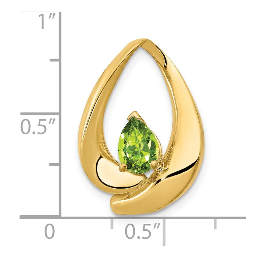 14k 7x5mm Pear Peridot Slide
