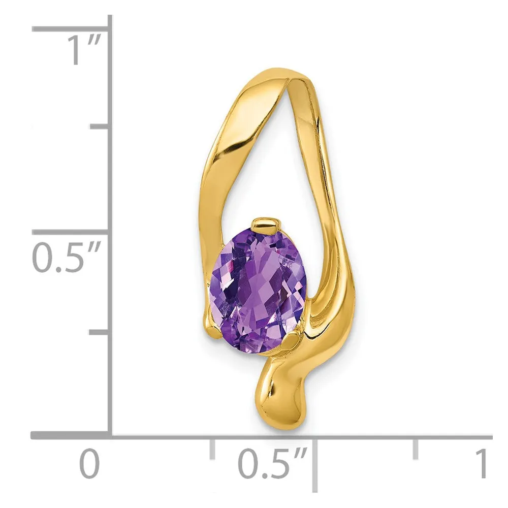 14k 8x6mm Oval Amethyst Slide