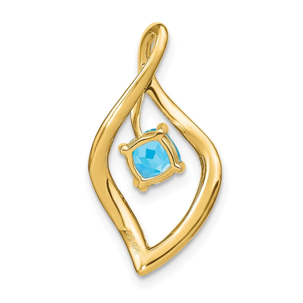 14k Blue Topaz and Diamond Pendant