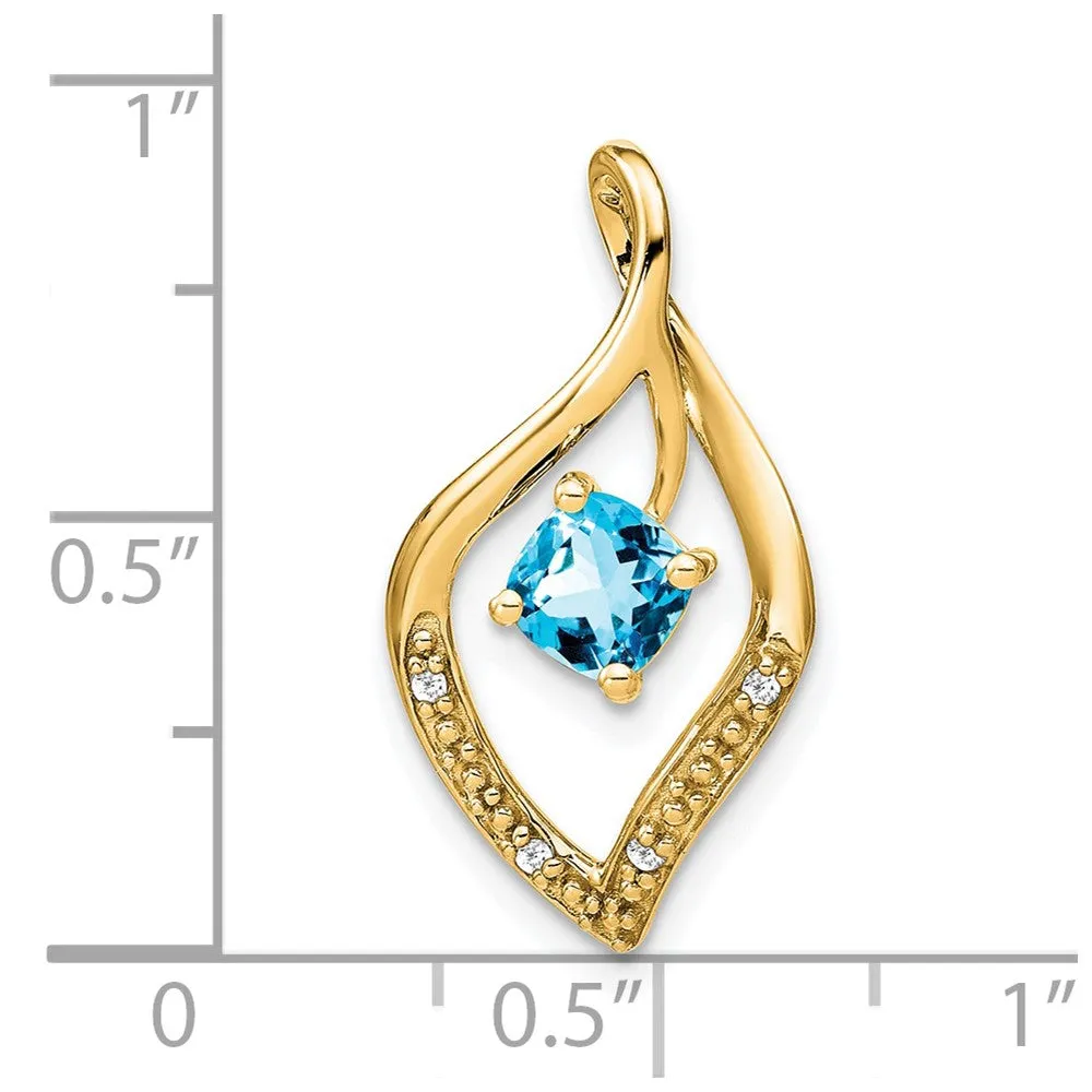 14k Blue Topaz and Diamond Pendant