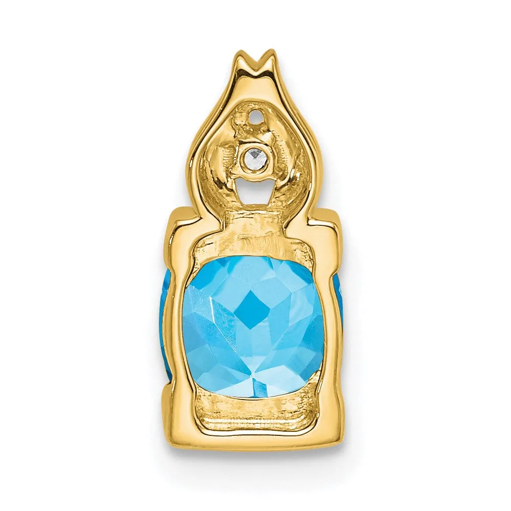 14k Blue Topaz and Diamond Pendant