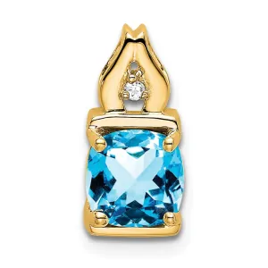 14k Blue Topaz and Diamond Pendant