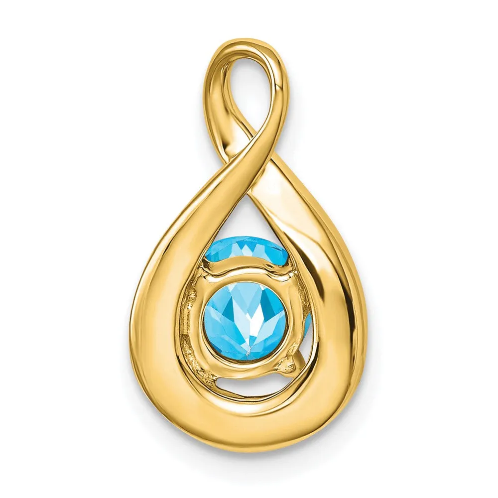 14k Blue Topaz and Diamond Pendant