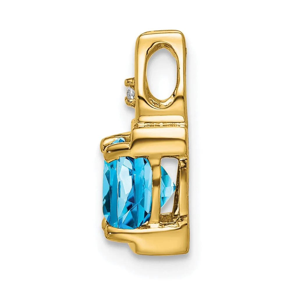 14k Blue Topaz and Diamond Pendant