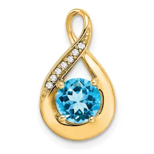 14k Blue Topaz and Diamond Pendant