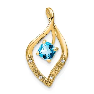 14k Blue Topaz and Diamond Pendant