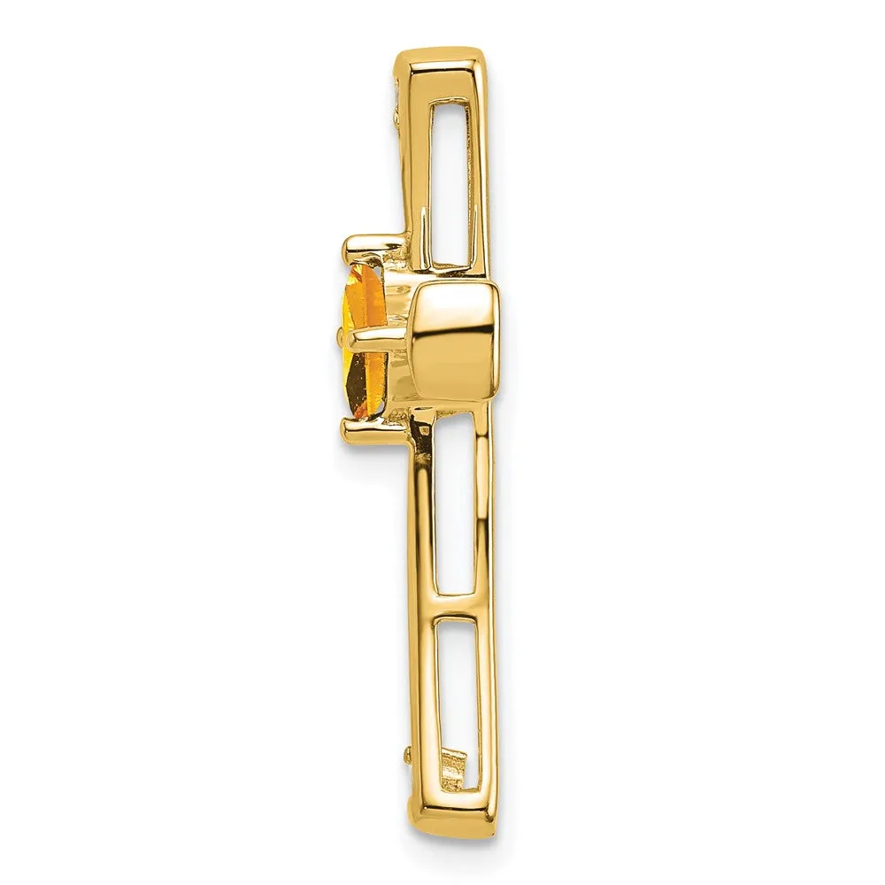 14k Citrine and Diamond Cross Chain Slide
