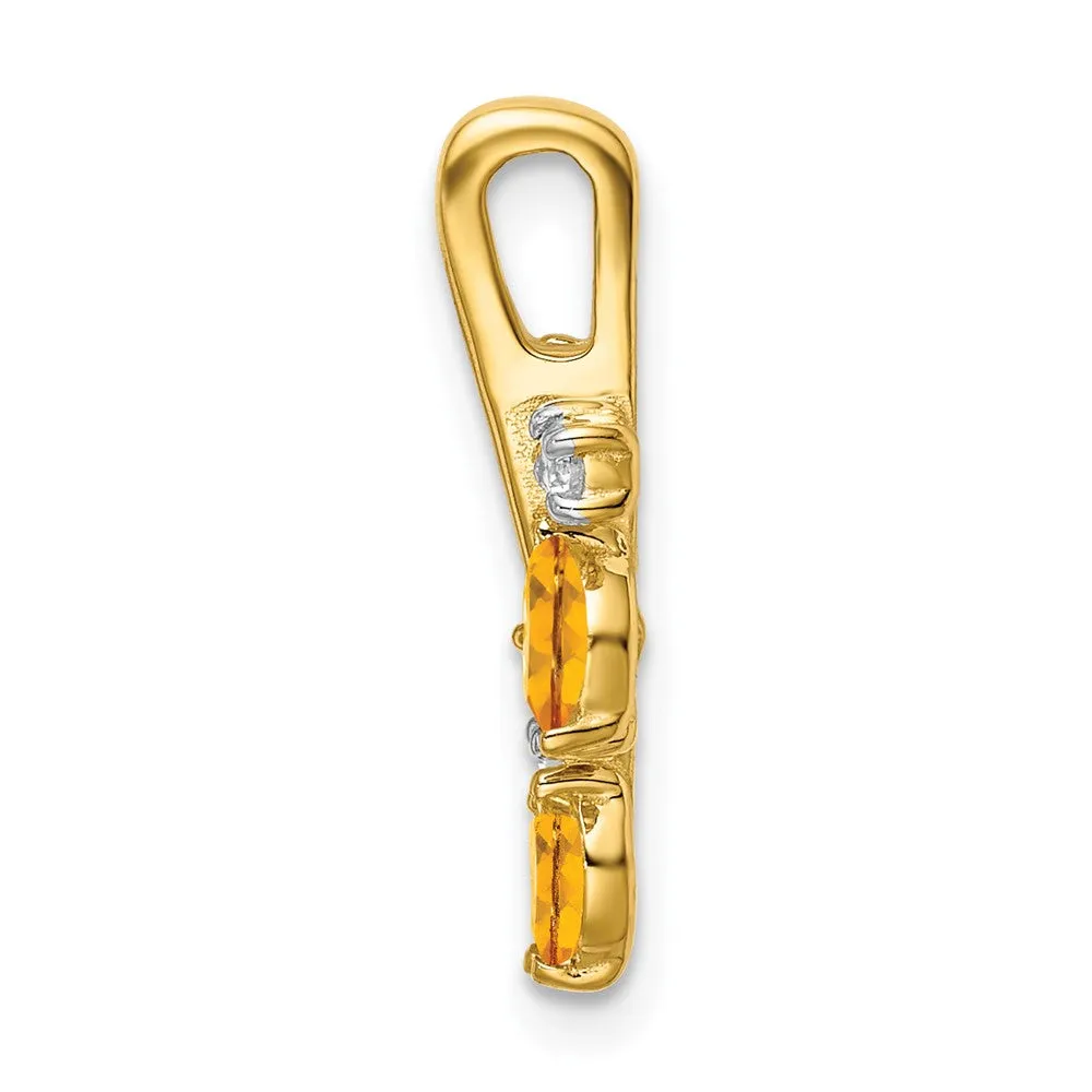 14k Citrine and Diamond Leaves Pendant
