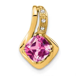 14k Created Pink Sapphire and Diamond Pendant