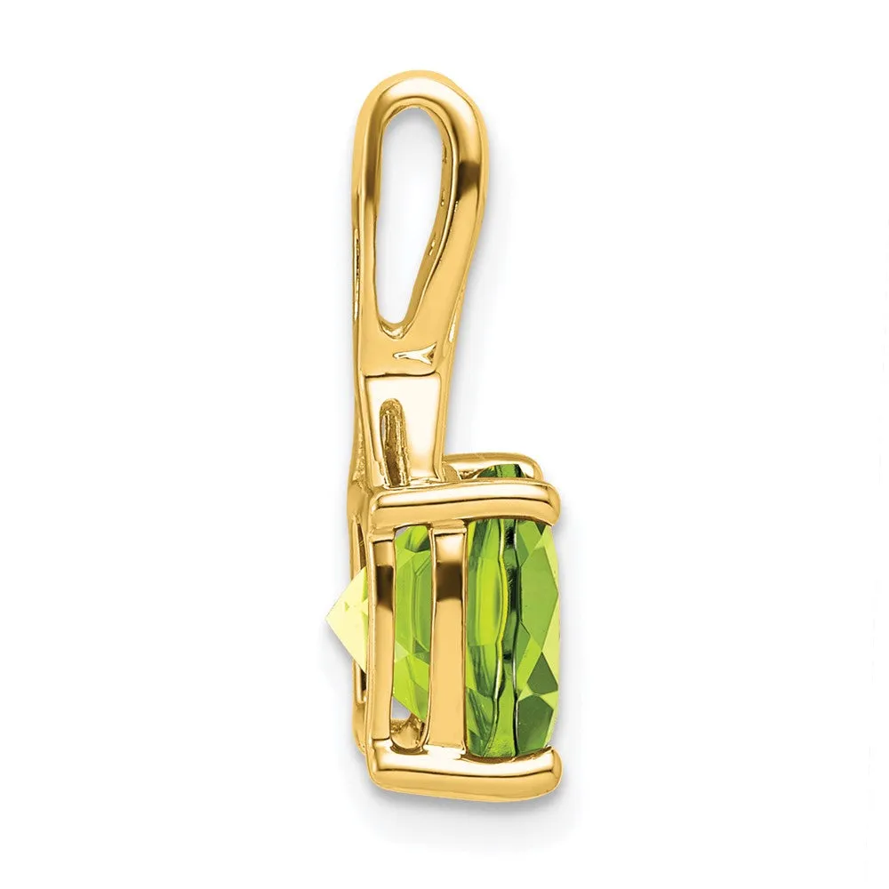 14k Cushion Peridot and Diamond Pendant