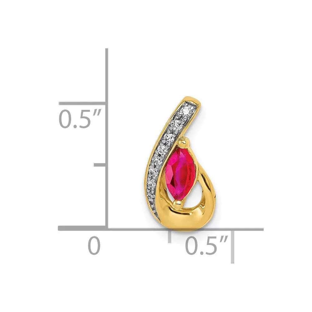 14k Diamond and .28 Ruby Teardrop Chain Slide