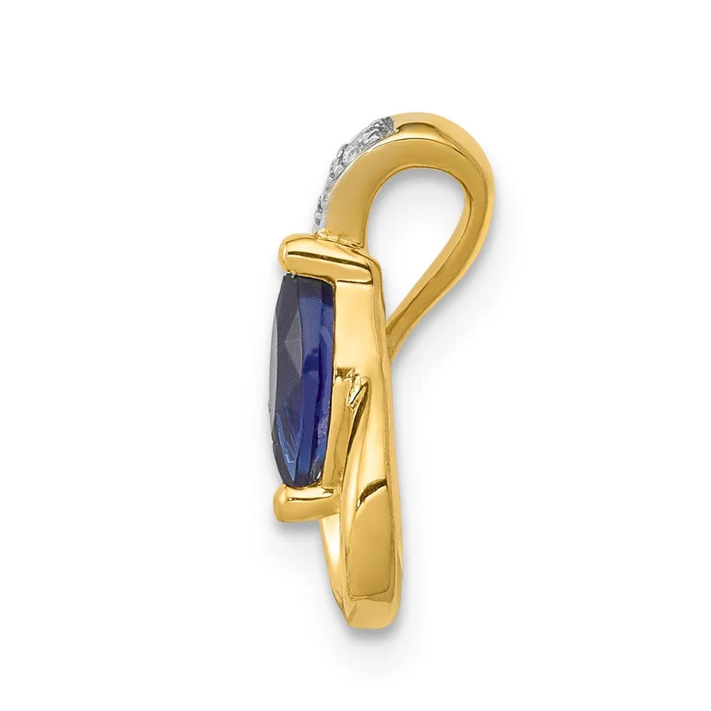 14k Diamond and .28 Sapphire Teardrop Slide