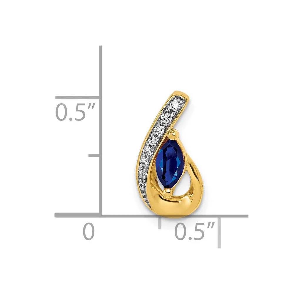 14k Diamond and .28 Sapphire Teardrop Slide